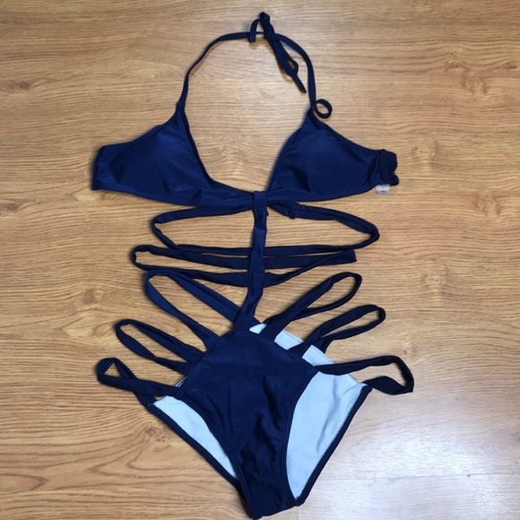 Other - Navy Blue 1 Piece String Set Swimsuit Swimwear